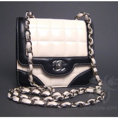 Chanel Mini White and Black Quilted Flap Bag