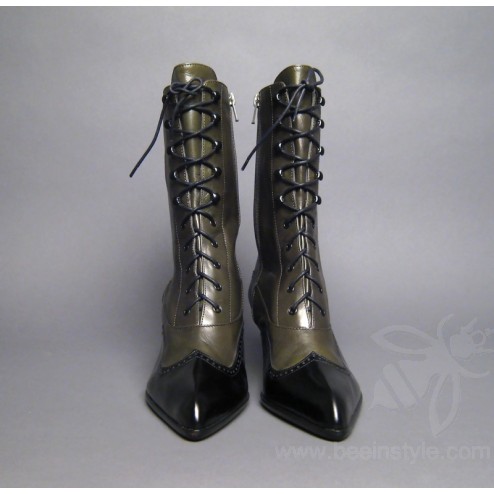 Miu Miu Deep Green and Black Leather Boots New