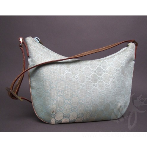 Gucci Baby Blue Metallic Monogram Gg Small Shoulder Bag