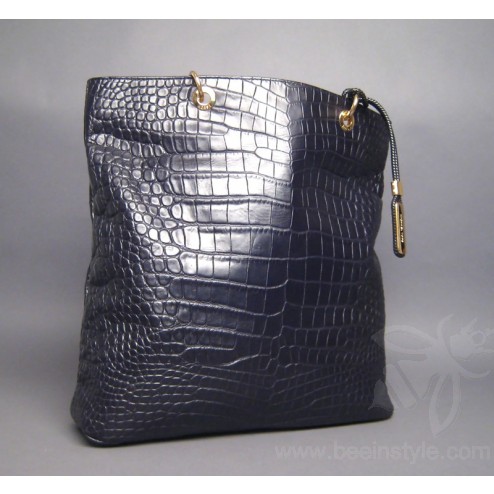 Michael Kors Black Crocodile Embossed Leather XL Tote NEW