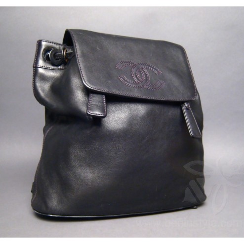 Authentic Chanel Black Leather Backpack