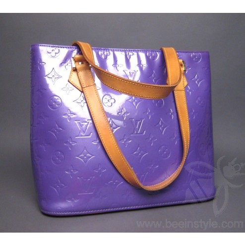 Authentic Louis Vuitton Purple Monogram Vernis Houston Bag