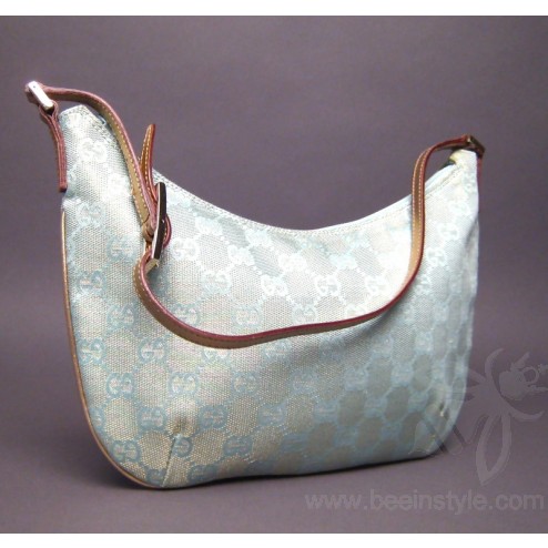 Gucci Blue Metallic Gg Shoulder Bag