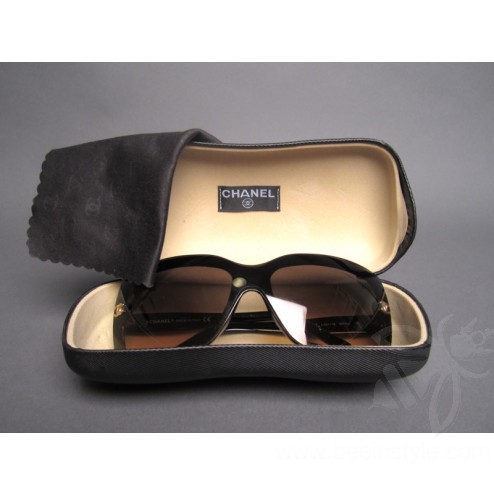 Chanel Black CC Logo Frame Brown Gradient Tint Sunglasses 5065