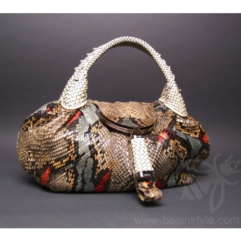 Fendi Python Snake Skin Leather Spy Bag