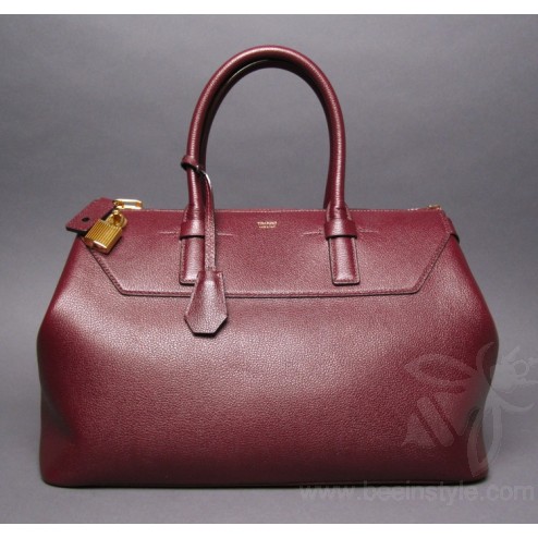 Tom Ford Burgundy Leather Petra Satchel Handbag