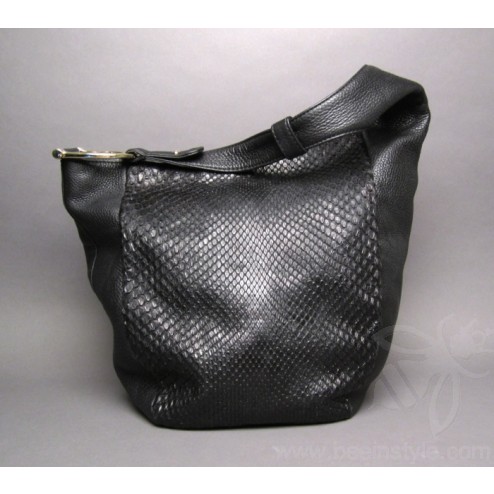 Gucci Black Python and Leather Greenwich Large Hobo Bag