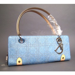 Christian Dior Denim Studded Lady Dior Cannage Shoulder Bag New
