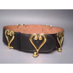 Authentic Moschino by Redwall Black Leather Hearts Belt