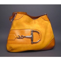 Gucci Mustard Suede Horsebit Hasler Hobo Shoulder Bag