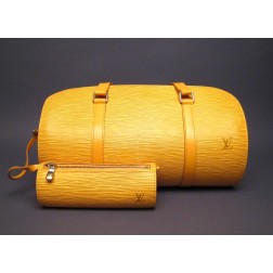 Louis Vuitton Yellow Epi Soufflot Shoulder Bag w/Pouch