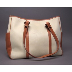 Salvatore Ferragamo Beige Canvas Shoulder Bag