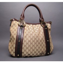 Authentic Gucci Monogram Gg Canvas Interlocking Tote