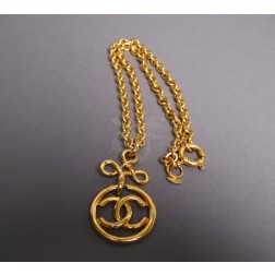 Vintage Chanel Gold CC Pendant and Chain Necklace