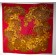 Chanel Red and Gold Silk Camellia Scarf