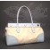 Authentic Prada Natural Canvas and Light Blue Leather Tote Bag