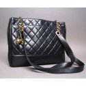 Chanel Black Lambskin Quilted Leather Tote Bag