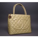 Chanel CC Medallion Biege Caviar Leather Tote MINT